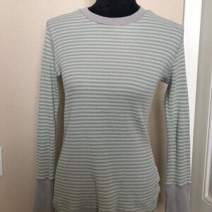 Sundance Joyful Striped Thermal Top With Velvet Trim Sz L